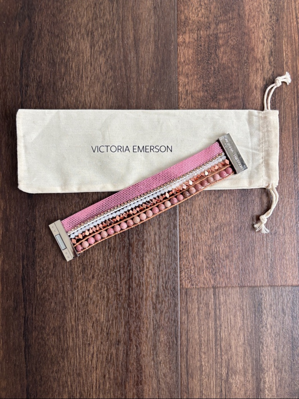 Victoria Emerson Pink and Rose Gold Layered Wrap Bracelet w/Magnetic Clasp
